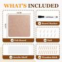 4 Pack Felt Bulletin Board Kit, 24" Self-Adhesive Fabric Wall Panels with Acrylic Shelf, Pegs & Pins - Felt Board Tiles for Memo, Display & Wall Organizer