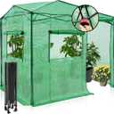 EAGLE PEAK Instant Pop-up Greenhouse, Indoor Outdoor Plant Gardening Green House, Roll-Up Zipper Doors and Side Windows, Walk in 8x6 ft, Green/Clear