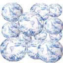 Retisee 12 Pcs 10'' Blue Safari Toile De Jouy Paper Lantern Party Supplies Blue Safari Jungle Theme Paper Lantern for Baby Shower Wedding Birthday Bridal Shower Photoshoot Chinoiserie Party Decoration