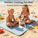 Summer Cooling Mat for Dogs and cats, Non-Slip Ice Silk Self Cool Mat for Medium and small Pets,Non-Toxic,Scratch-Proof and Washable Sleeping Pad for Bed, Crate,Indoor,Outdoor, Car Seats, 28"x20",Blue