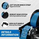 3500lbs Heavy Duty Boat Trailer Winch with 32FT Strap2-Way Ratchet 4:1/8:1 Gear Trailer WinchPortable Hand Crank Winch for Boat, Truck, Trailer, RV, ATV, Jet Ski