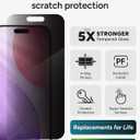 ZAGG Privacy XTR Screen Protector for iPhone 17 Pro - 4-Way Privacy Full-Screen Filter, 5X Stronger, Fingerprint-Resistant Tempered Glass, Smooth Feel, Easy Two-Step Installation