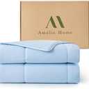 Amélie Home Cooling Comforter Queen Size, Reversible Lightweight Cooling Blanket for Hot Sleepers, Q-Max 0.43 Summer Breathable Cooling Quilt for Night Sweats, 90" x 90", Heather Ice Blue