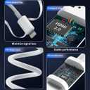 2Pack [Apple MFi Certified] Lightning to HDMI Adapter for iPhone,Lightning Digital AV Adapter 1080P HD Video Sync Screen Connector Cable for iPhone 14 13 12 11 X 8 7 iPad iPod on TV Monitor Projector, 6.6ft