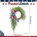 Daifunli Patriotic Wreath for Front Door 16 Inch Red White Blue Wreaths Memorial Day 250th Anniversary 4th of July American Flag Decorations for Independence Day Wall Window Home Porch Holiday Decor
