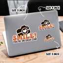 2 x Smile You are On Dash Cam Sticker Funny Warning Sign Camera CCTV Decals Sticker, Vinyl Waterproof Stickers for Car, Truck, Van, Windowns, Camera Area, CCTV, Gifts Ideas for Friends (5inches)