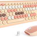 MOFII Wireless Keyboard Mouse Combo, Colorful Compact Full Size Wireless Keyboard and Mouse Set 2.4G Ultra-Thin Sleek Design for Windows, Computer, Desktop, PC, Notebook- Milk Tea Colorful