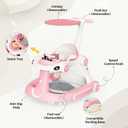 Baby Walker with Wheels, 7-in-1 Foldable Baby Walkers for Boys Girls 6-12 Months with Feeding Tray & Music, Lights,Rocker,Sun Canopy, Bouncing Pedal, Adjustable Wheel Speed, Push Walker (Pink)