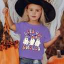 Toddler Halloween Shirts Baby Girls Let's Go Ghouls Graphic T-Shirts Short Sleeve Fall Tee Tops (Purple, M)
