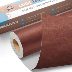 Leather Repair Kit for Furniture 16"x 31.5" Leather Tape Repair Patch Self Adhesive Sofa Vinyl Repair Patch Kit for Car Seat,Couch,Boat Seat,Chair - Classic Red Brown