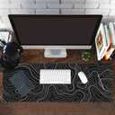 2 x Long Gaming Mouse Pad Extended Anime Large Desk Pad with Non-Slip Base Full Keyboard Mat with Stitched Edges for Gaming and Office 31.5 x 11.8 inches (Black Geometry)