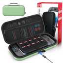 Auarte [Charge Inside] Switch 2 Carrying Case for Nintendo Switch 2 Console 2025 / Switch Original/Switch OLED, Slim Travel Carry Case for Nintendo Switch 2 Accessories with 10 Game Card Storage (Green) (Medium)