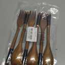 6 PCS Kitchen Wood Dinner Flatware Tableware Set, Wooden Spoon and Fork for Eating Utensil Set Wooden Utensils for Eatings, Reusable Bamboo Eat Utensils for Cooking Eating Kitchen
