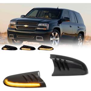 Smoked Lens Amber LED Side Mirror Turn Signal Lights for 2004-2007 Buick Rainier, 2002-2009 Chevrolet Trailblazer GMC Envoy & 2002-2004 Oldsmobile Bravada, 2 pcs