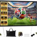 Outdoor Projector Screen with Stand 100 Inch, 16:9 Portable 4K HD Indoor Movie Screen, Large Double-Sided Washable Screen with Carry Bag, Sandbags for Backyard, Camping, Home Theater