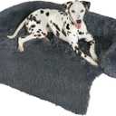 Codi Calming Dog Bed for Couch  Anti-Anxiety Sofa Protector Mat for Large Dogs, 41''x37''x6'', Machine Washable, Fluffy & Cozy with Non-Slip Bottom, Dark Grey
