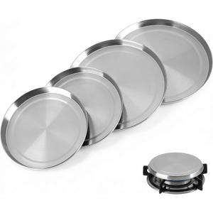 4PCS Stainless Steel Stove Burner Covers, Stove Top Covers Cooker Protective Kitchen Counter Space Savers for Electric Stoves 8.3inch and 6.7inch