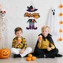 Halloween Witch Legs Hat Wooden Hanging Sign, Trick Or Treat Door Decor, Spooky Ghost Decor, 11.42X11.42 inch, Wood (Colourful Magic Hat)