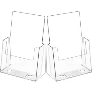 MaxGear Acrylic Brochure Holder 6 x 9 Inches, Clear Plastic Countertop Literature Holders, Bi-fold Flyer Display Stand for Pamphlets, Booklets, Magazines, Menus, Multi Purpose Organizer, 2 Pack