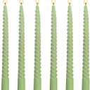 6 Pack 10 Inch Sage-Green Spiral Taper Candles for Christmas and Spring Home Decoration, Unscented Dripless Twisted Candlesticks for Dinner St. Patrick's Day Earth Day and Garden Parties