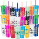 24 Pcs 2025 Graduation Cups Plastic Gifts 24oz Congrats Grad Tumblers for College Graduate Reusable Tumblers with Straw and Lid Class of 2025 Gifts for Graduation Party