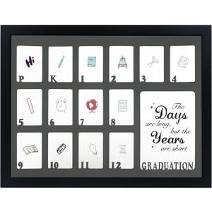 GMFrames School Years Picture Frames Pre-K to 12 Graduation School Photo Frame for Pre-School & Kindergarten to 12th Grade Keepsake for Graduation Gifts Student Black (Black Frame 12x16 With Grey Mat-Horizontal)