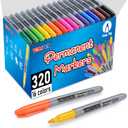 Permanent Markers Fine Tip 320 Pack Bulk,16 Assorted Colors,Waterproof Permanent Marker with Quick Drying on Wood,Plastic,Paper,Metal,Mirror for Gifts Office School Classroom