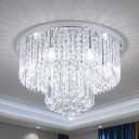 Modern Chrome K9 Crystal Chandelier Flush Mount Ceiling Light, D22 x H13