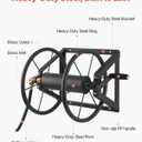 VEVOR Wall Mounted Garden Hose Reel, Holds 200 ft 5/8-inch Manual Water Hose Winder, Heavy-Duty Steel, Outdoor Reel with Brass Fitting & 5ft Leader Hose, Space Saving, for Yard Lawn Garage