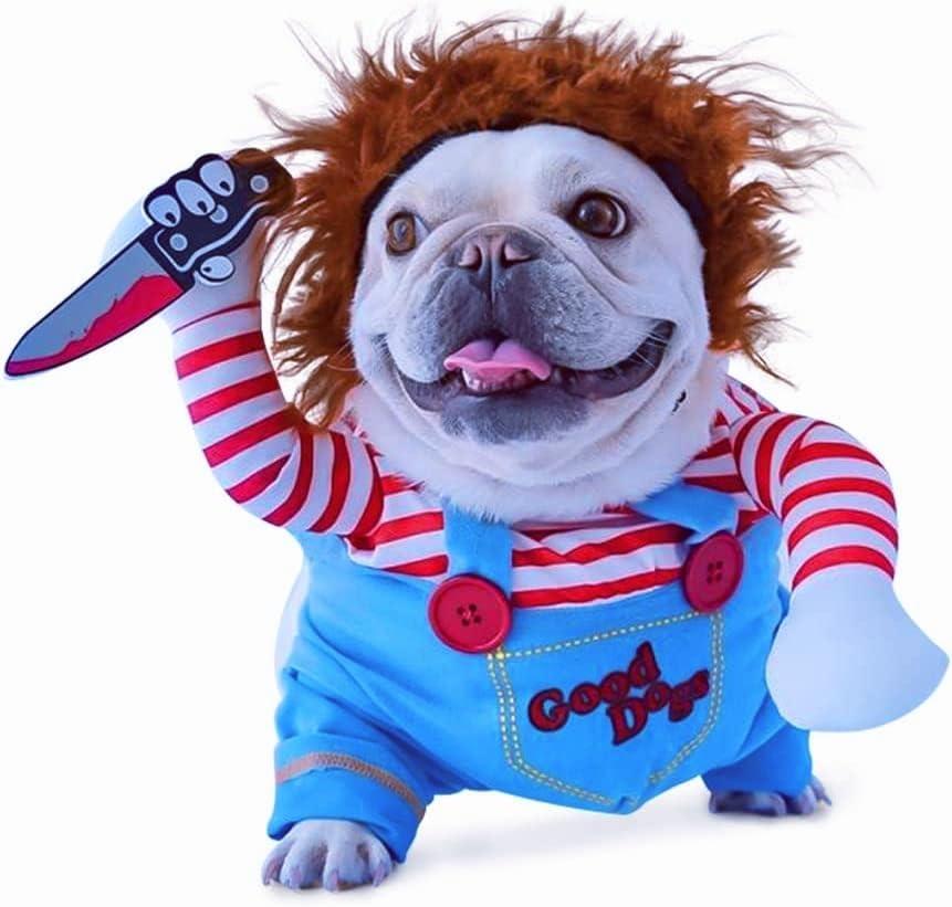 Pet Deadly Doll Dog Costumes, Funny Pets Cosplay Costume Halloween Dog Clothes Party Costume for Small Medium Large Dogs(Medium)