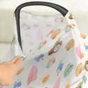 Neutral Summer Beach Car Seat Covers for Babies Surfboard Coconut Seashells Sun Balls Stretchy 5-in-1 Cover Adjustable Infant Carseat Canopy Cover Seaside Holiday Breathable Nursing Cover-Up (One size, Boho)