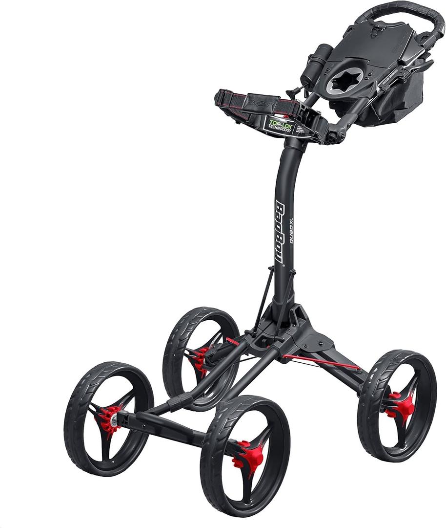 Bag Boy Quad XL Golf Push Cart, Black/Red