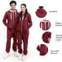 Adult Onesie Pajama for Men & Women | One Piece Hooded Jumpsuit, Ultra Soft Fleece | Loungewear, Sportwear (Red, XXL)