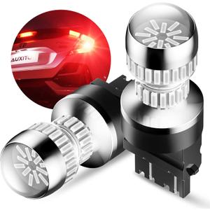 AUXITO T25 3156 3157 LED Strobe Brake Lights Bulbs, Red Flashing Stop Light, Super Bright 3056 3057 3047 3155 3457 4057 4117 4157 Flashing Strobe Blinking LED Tail Light Bulbs, Pack of 2
