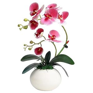 Forlaoers Modern 17" Pink Artificial Orchid Faux Flowers in vase Fake Plant Floral Arrangements Table Centerpieces for Dining Room Home Office Bathroom Decorations Indoor Farmhouse Wedding Decor