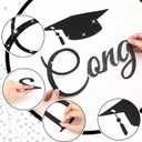 Congrats Grad Decal Sign for Balloon Arch Backdrop Glitter Felt Congrats Grad 2026 Letter Sign Graduation Banner Decal Sticker for Party Balloon Arch Backdrop Decorations for Graduation Party(Black)