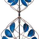 Hogardeck Large Wind Spinner Outdoor, 85" Metal Kinetic Wind Spinner with Heavy-Duty Stakes, 360 Rotating Double-Layer Retro Yard Art for Home Outside Garden Lawn Backyard Patio Decor (Blue, Bronze)