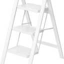 3 Step Ladder,Folding Step Stool with Wide Anti-Slip Pedal,330lbs Load Capacity,Lightweight and Portable for Kitchen Space Saving