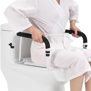 Toilet Safety Rail, Safety Frame for Toilet Seat, Toilet Grab Bar with Adjustable Width for Seniors Supports 350lbs (Black and White)