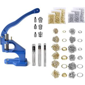 Hand Press Grommet Machine Grommets Eyelet Tool Kit, Including Grommet Machine, 3 Dies (#0#2#4), 2400Pcs Grommets for Banner,Awning,Signs,Poster,Curtain, DIY Craft (Alloy_Steel)