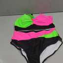 Tempt Me Plus Size Two Piece Swimsuit - Women High Waisted Bikini Set Tummy Control Bathing Suits (Green Pink Black)