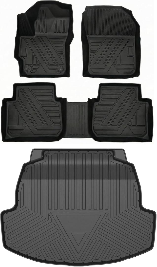 Corolla Floor Mats and Trunk Mat Compatible with Toyota Corolla Sedan 2020-2026 Accessories TPE All-Weather Protection Floor Mats and Trunk Mat Waterproof Durable Anti-Slip Odorless Full Coverage Set
