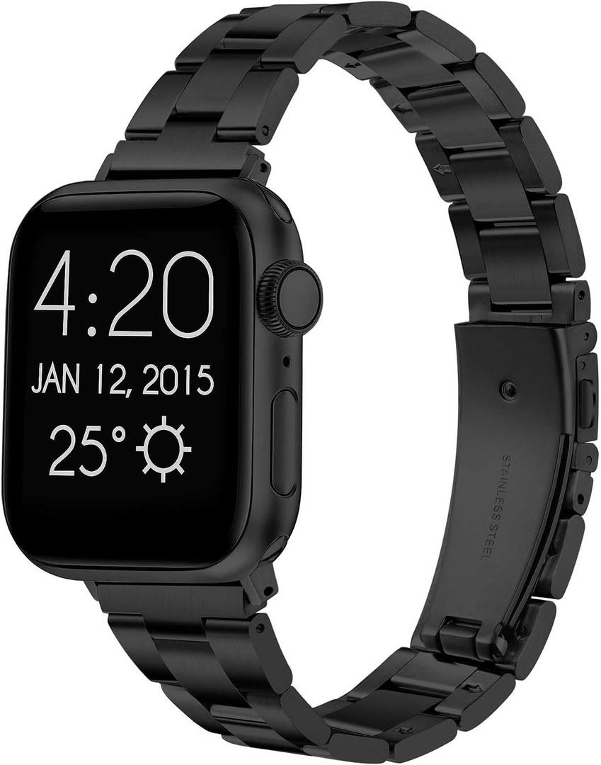 Stainless Steel Apple Watch Bands, Adjustable Metal Strap 38mm 40mm 41mm 42mm 44mm 45mm 46mm 49mm, Dressy Bracelet Compatible with Apple Watch Series 12 11 10 9 8 7 6 5 4 3 2 1 SE Ultra