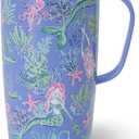 Swig Life 22oz Travel Mug, Insulated Tumbler with Handle and Lid, Cup Holder Friendly, Dishwasher Safe, Stainless Steel, Travel Coffee Cup, Insulated Mug with Lid (Under the Sea)