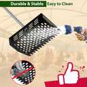 2 in 1 Chicken Poop Scooper & Rake, 12" Chicken Coop Scooper With Ergonomic Grip, Durable Chicken Scooper for Poop With 4 Length Adjustable Stainless Steel Handle(24 to 67") Litter Sifting Shovel