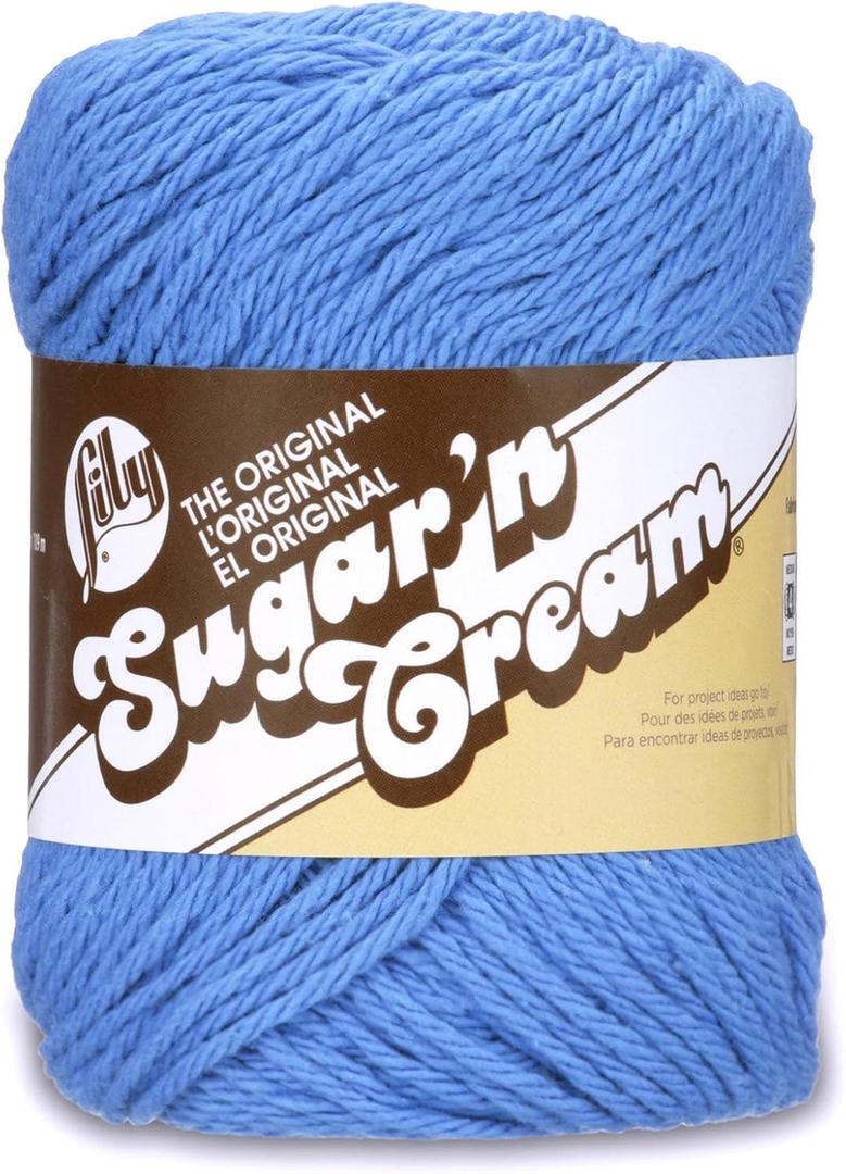 Lily Sugar 'N Cream The Original Solid Yarn, 2.5oz, Medium 4 Gauge, 100% Cotton - Blue - Machine Wash & Dry