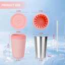 Silicone Cooling Cup - Mini Ice Cube Mold, Perfect for Coffee, Juice, Tea - Stainless Steel Inner Cup Dishwasher Safe (Pink)