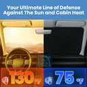 Windshield Sun Shade, Reflective Sunshade for Car Windshield with Mirror Cut-Out, Blocks 99% UV Rays & Keeps Vehicle Cool, Fits Cars, Trucks, SUVs & Vans, Fade-Resistant, (Large)
