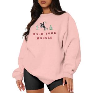 MAPICK Womens Oversized Christian Sweatshirts Fleece Crewneck Sweaters Embroidered GOD IS GOOD Casual Pullover Tops (M)