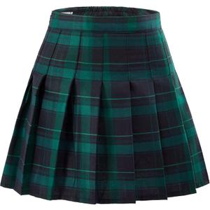 Women Pleated Skirt Tennis Golf Skorts with Lining Shorts Athletic Pleated Skirts for Women (4X-Large, Green Plaid)